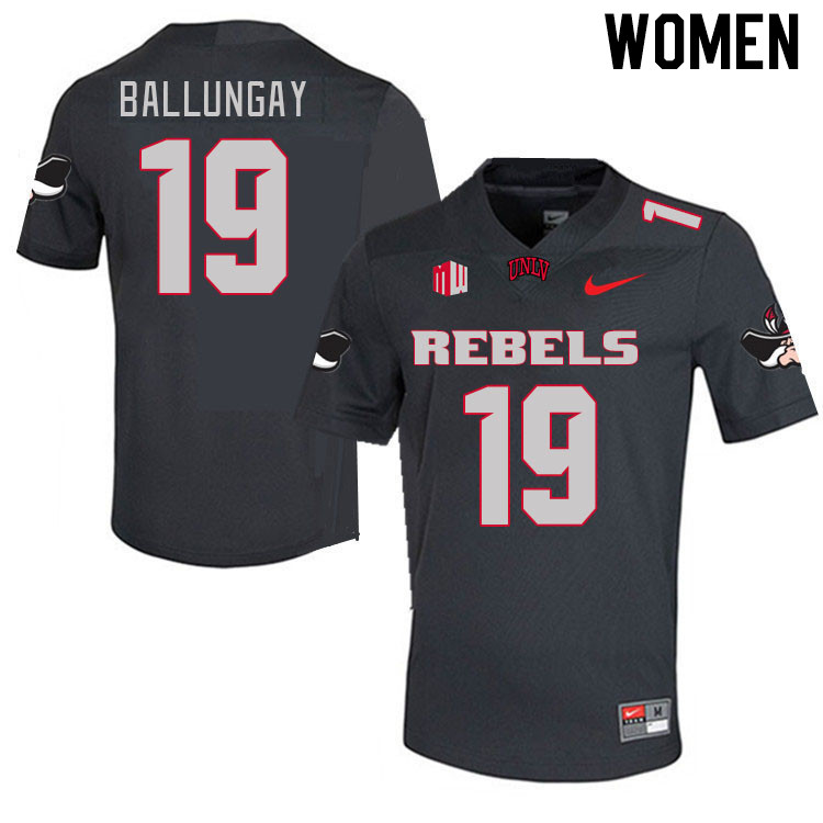 Women #19 Kaleo Ballungay UNLV Rebels 2023 College Football Jerseys Stitched-Charcoal